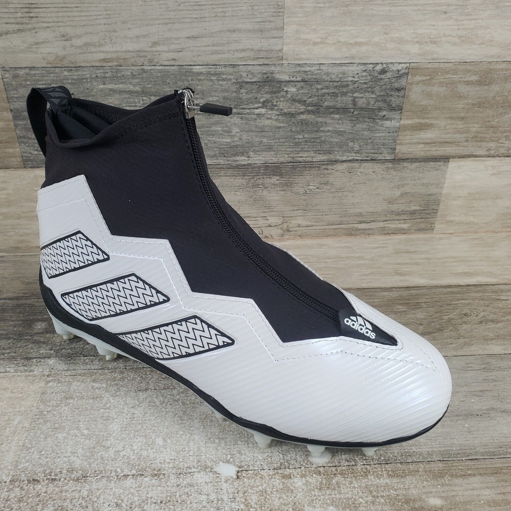 Adidas Nasty 2.0 Mens Shoes Sz 10 White Black Logo Front Zip Football Cleats